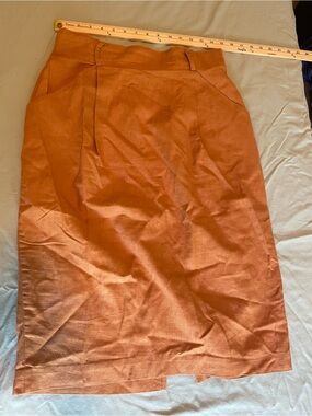 Classic Women's Rust Linen Pencil Skirt